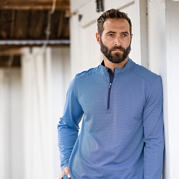 Cutter & Buck Cutter & Buck Virtue Eco Pique Micro Stripe Recycled Mens Big & Tall Quarter Zip BCK01258 Cutter & Buck Virtue Eco Pique Micro Stripe Recycled Mens Big & Tall Quarter Zip Thumbnail