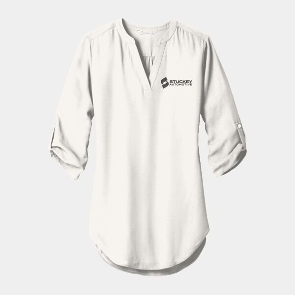 EMB_B - Ladies 3/4 Sleeve Tunic Blouse Thumbnail